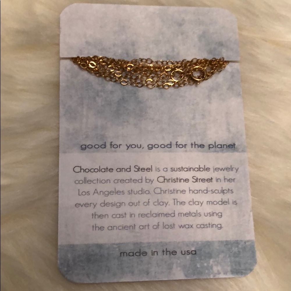 NWT / Chocolate & Steel Gold “Quote” Necklace - Picture 4 of 8